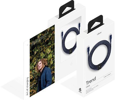 Кабель зарядный uBear Trend Cable USB-C/USB-C 2.4м, 140W, синий